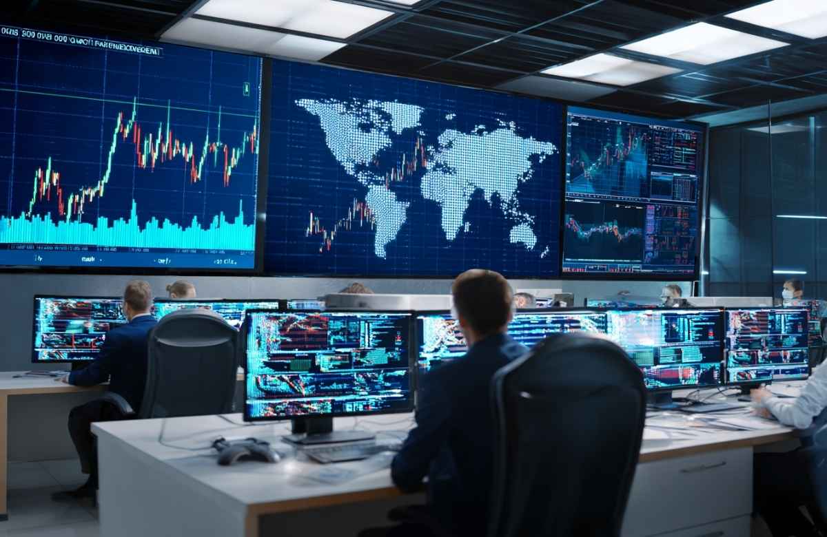 Salle de trading pétrole tensions Ukraine Russie